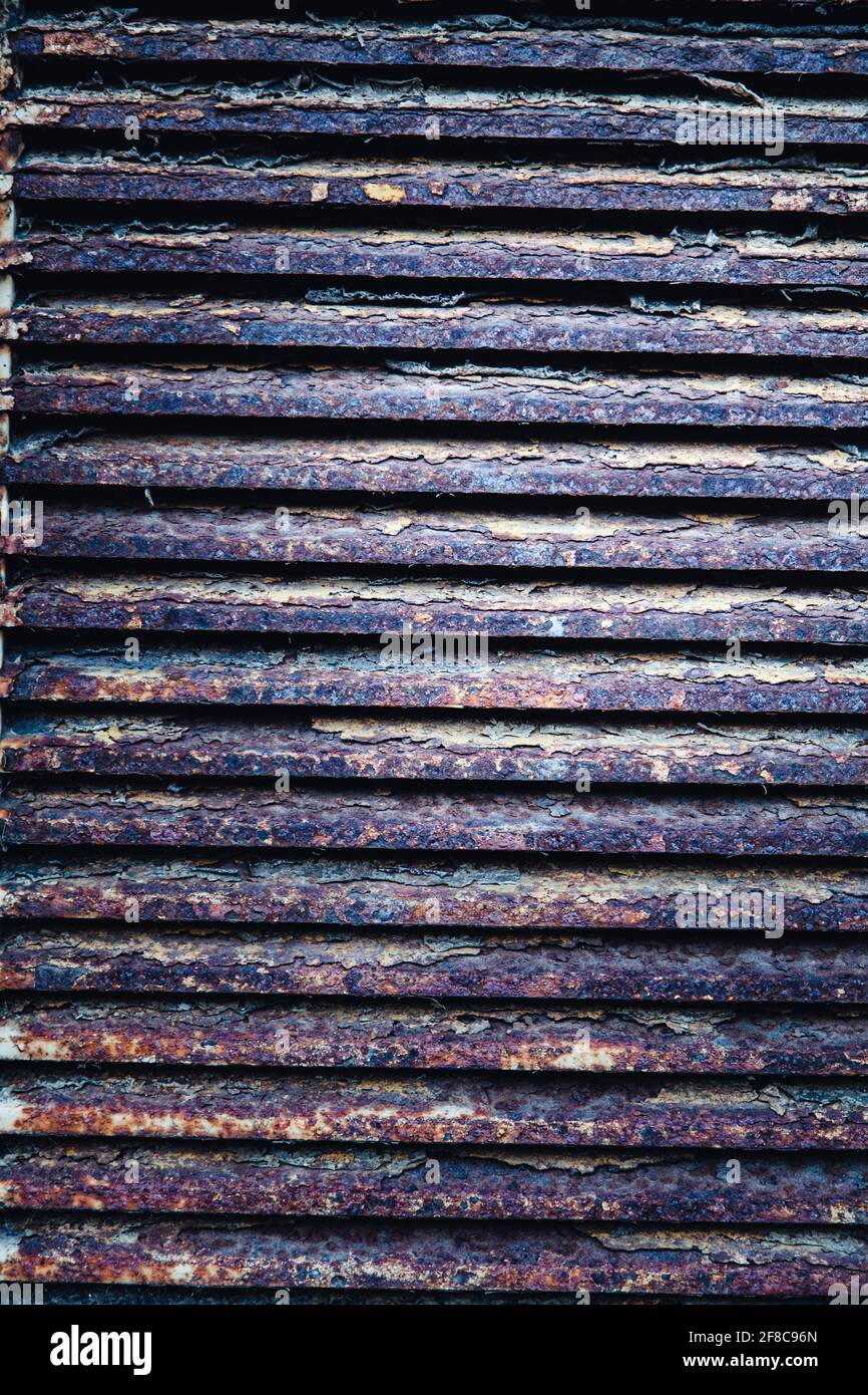 rusted, rough corrugated steel background Stock Photo