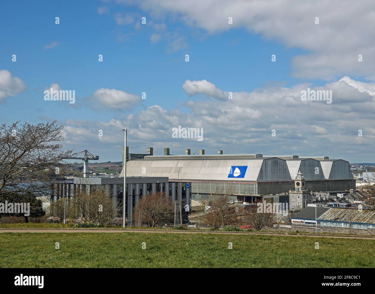 Defence giant Babcock International, operators at Devonport Dockyard, the largest naval base in Western Europe,  have announced job losses to be made Stock Photo