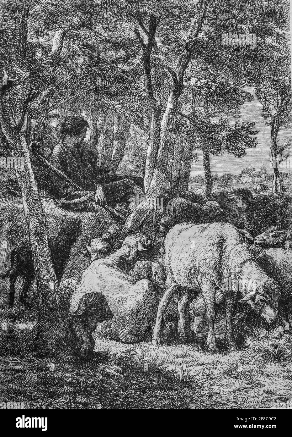 le berger ,le magazin pittoresque par m. edouard charton 1870 Stock