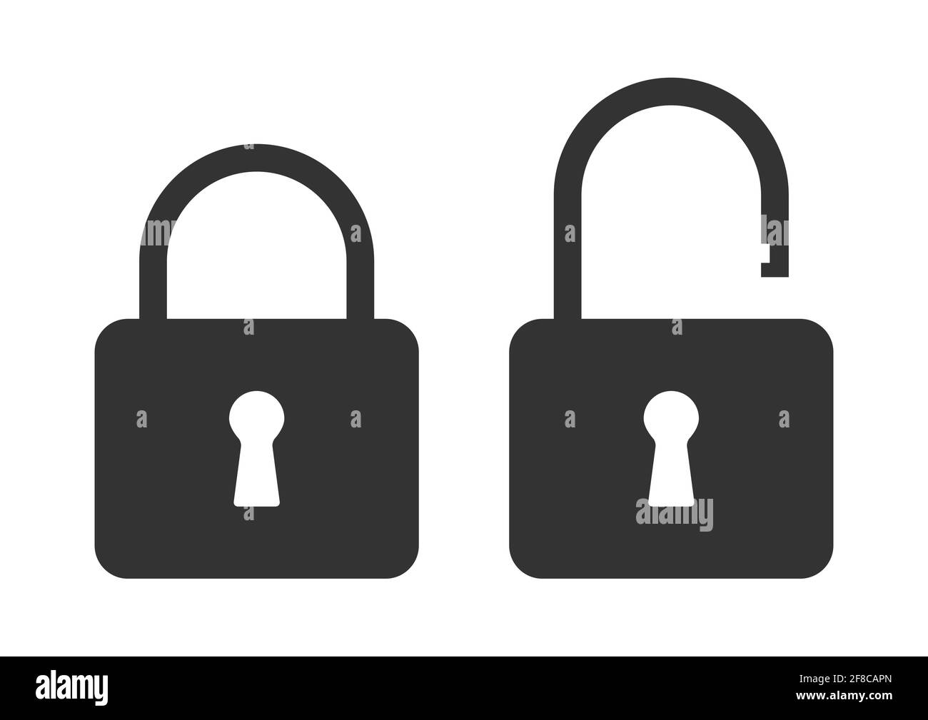 Icons flat closed lock and open lock. Symbols vector security. Isolated ...