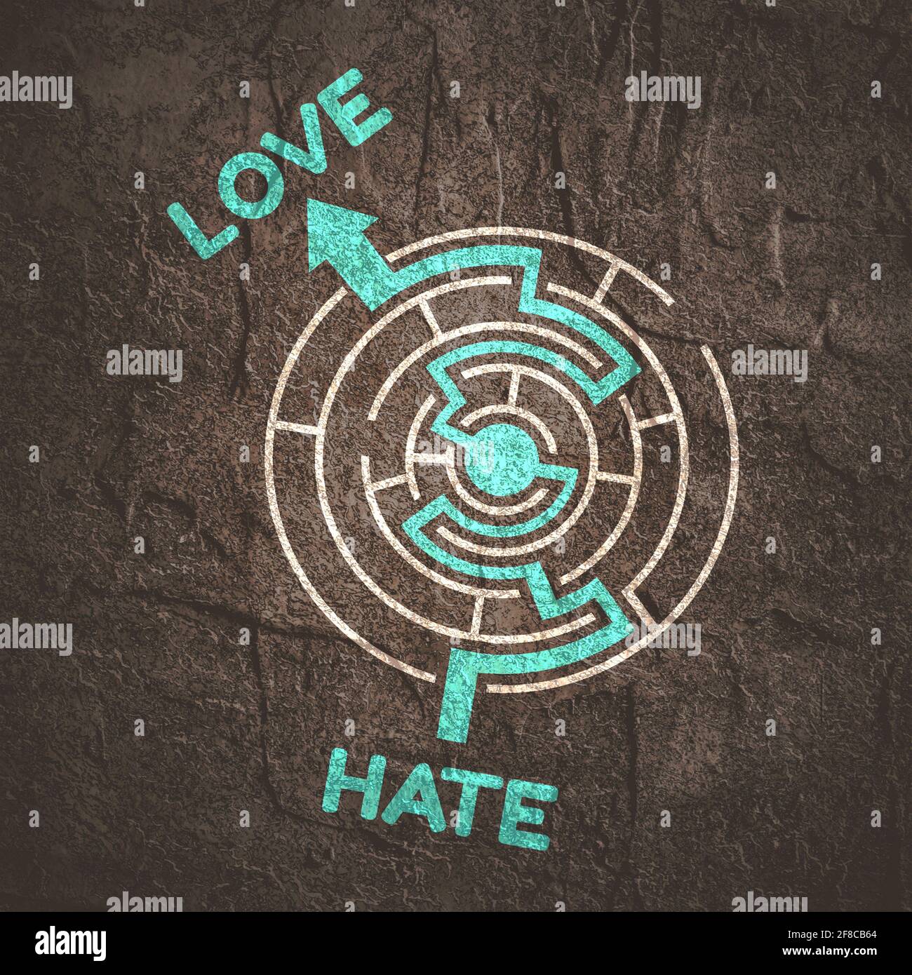 Human relationships concept illustration. Path from hate to love across ...