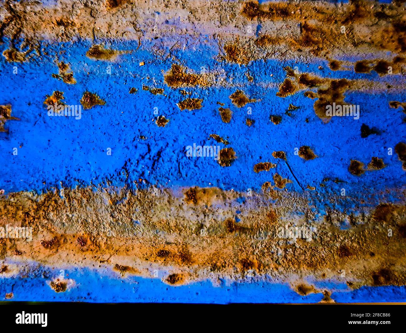 Abstract digital painting art with blotchy pattern in blue yellow brown