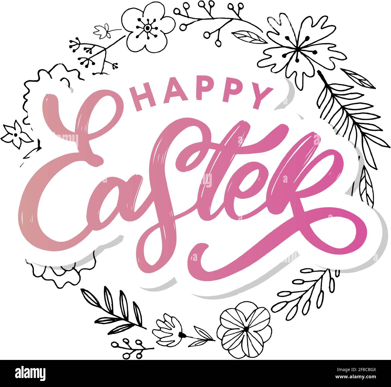 Happy Easter lettering card. Hand drawn lettering poster for Easter