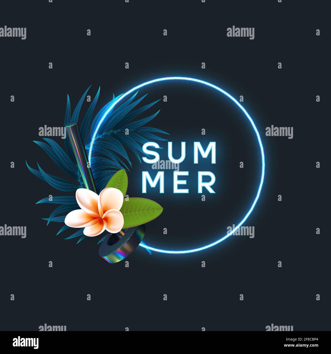 Summer tropical neon frame Stock Vector Image & Art - Alamy