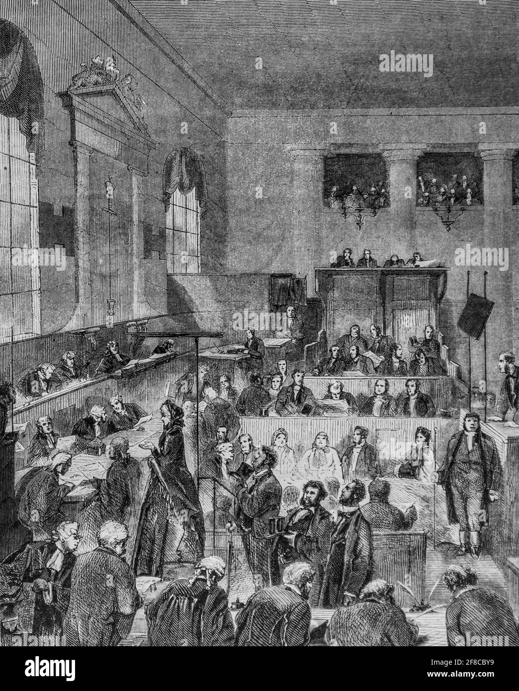 une audience a old-bailey cour de justice a londres ,le magazin pittoresque par m. edouard charton 1870 Stock Photo