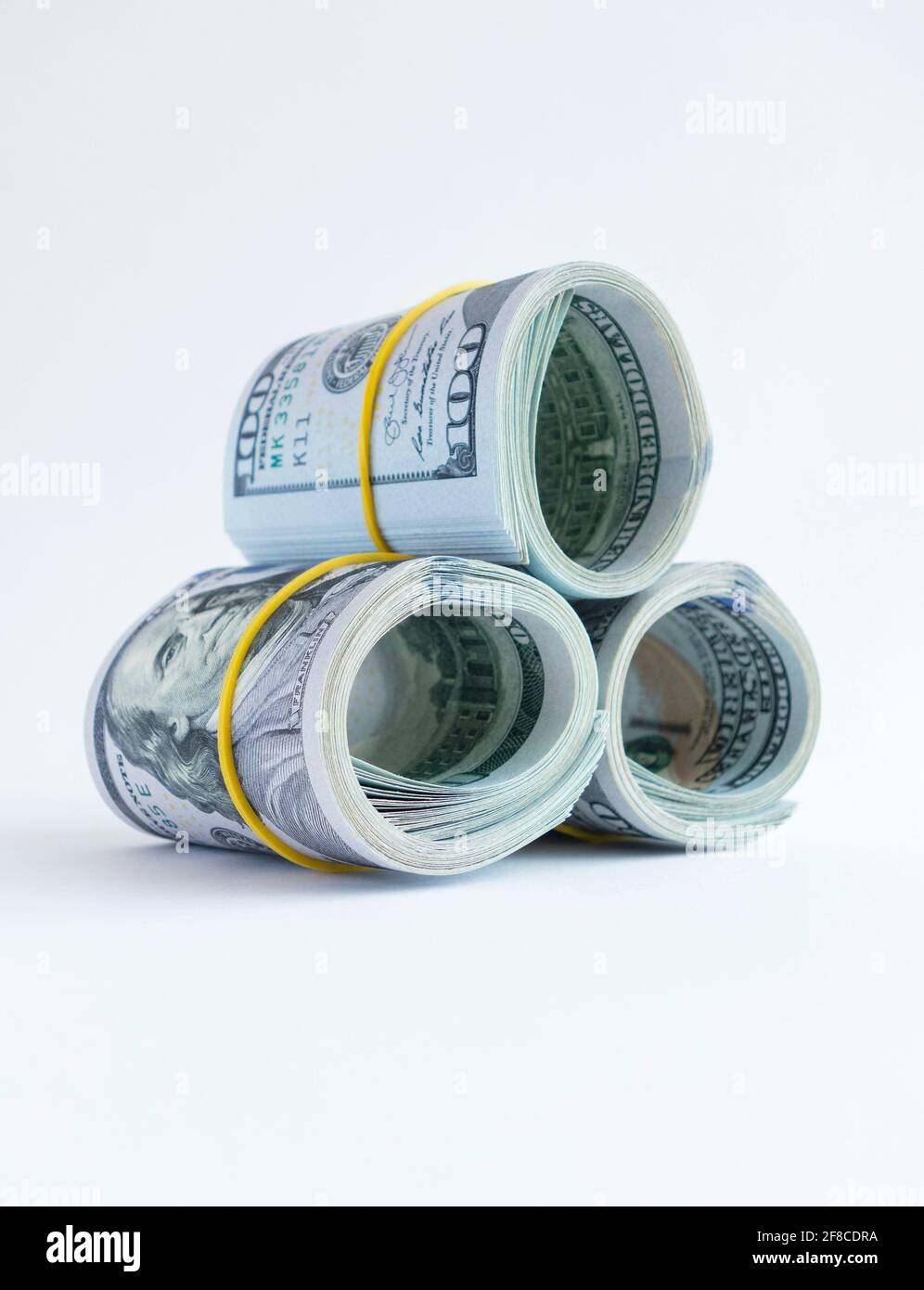 Dollar Rolls  on white background Stock Photo