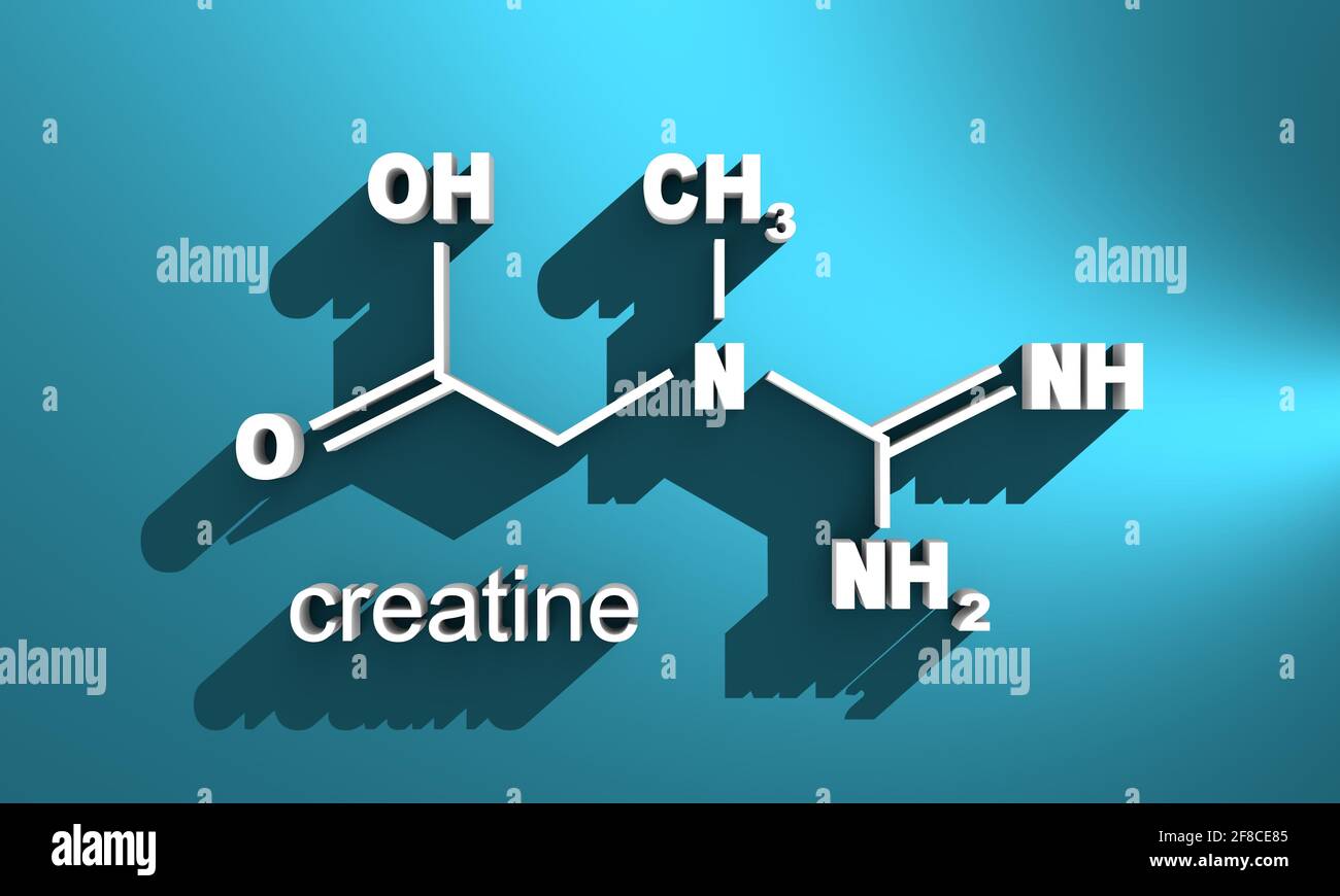 Structural chemical formula of creatine. 3D rendering Stock Photo Alamy