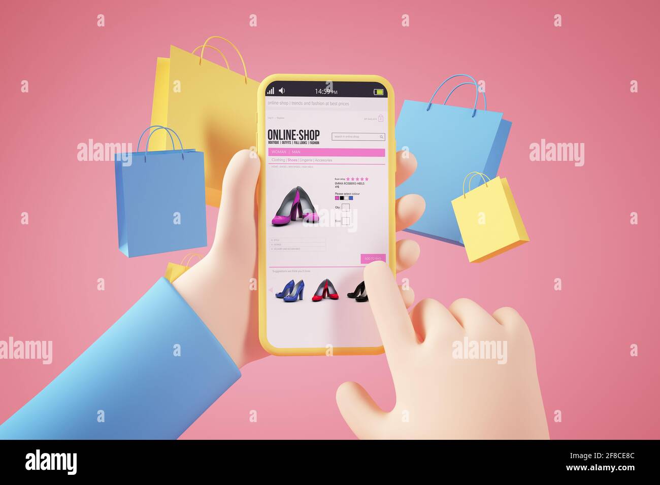 Shopping online app concept 3d rendering Stock Photo