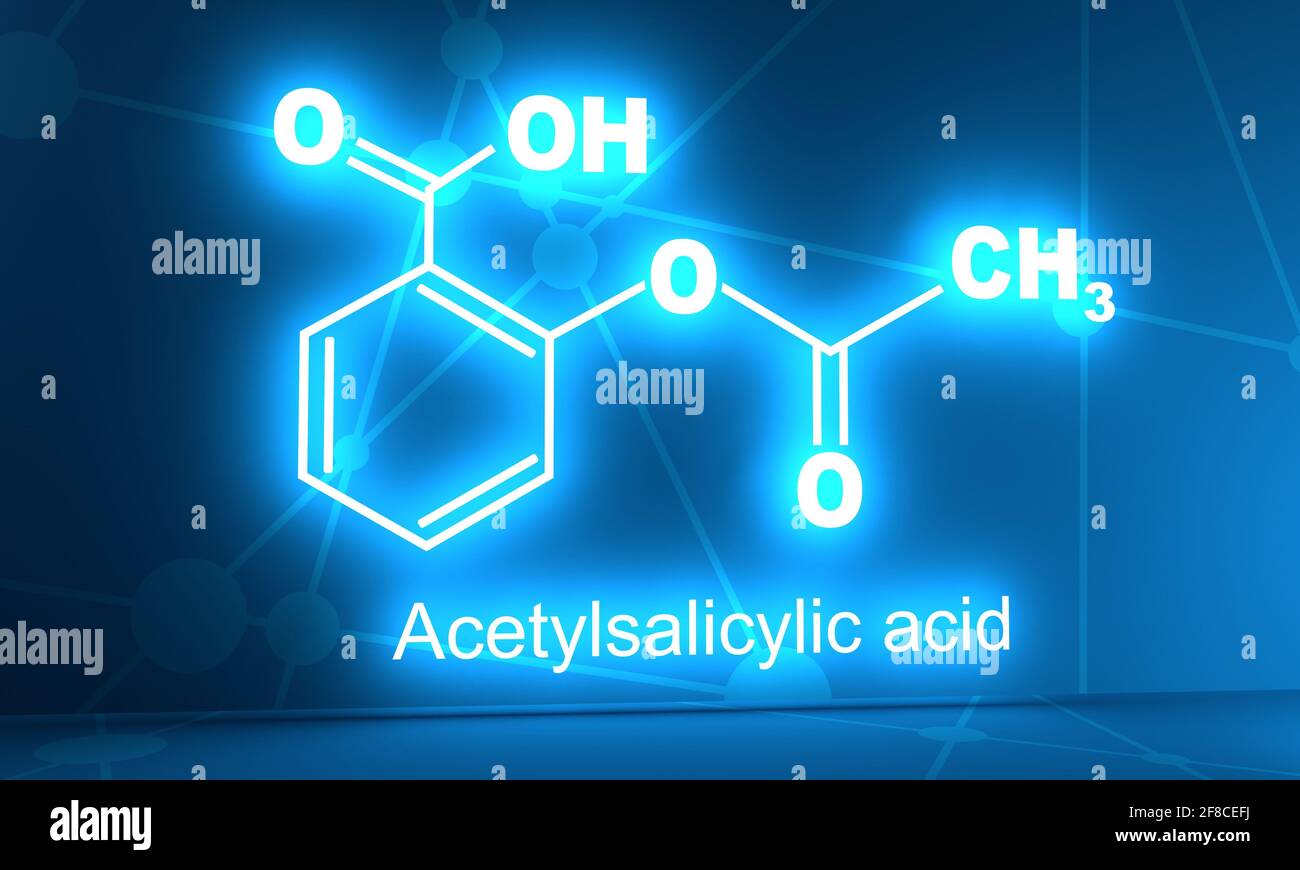 Structural chemical formula of acetylsalicylic acid. Aspirin molecule