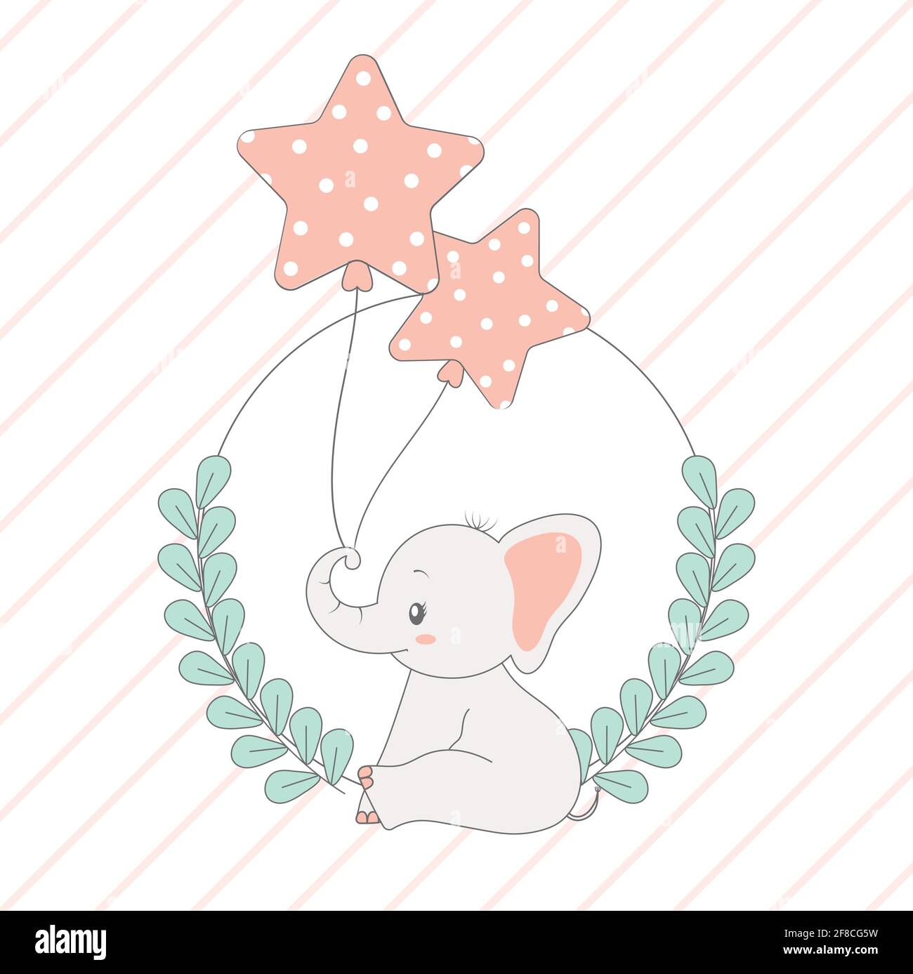 cute elephants card Stock Vector