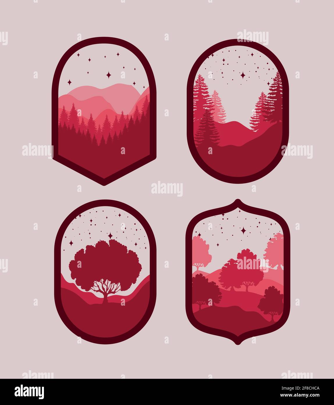 four landscapes emblems Stock Vector
