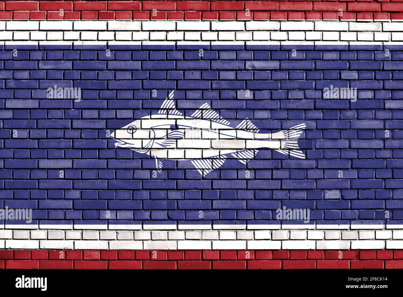 flag of Urk, Netherlands painted on brick wall Stock Photo