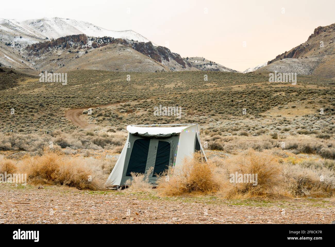 Canvas Tent In The Oregon Desert Stock Photo Alamy