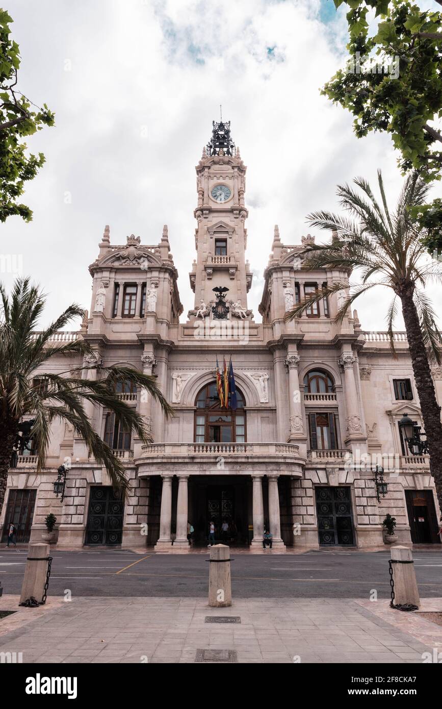 Traditional gothic architecture in Valencia's old town, Spain. Stock Photo