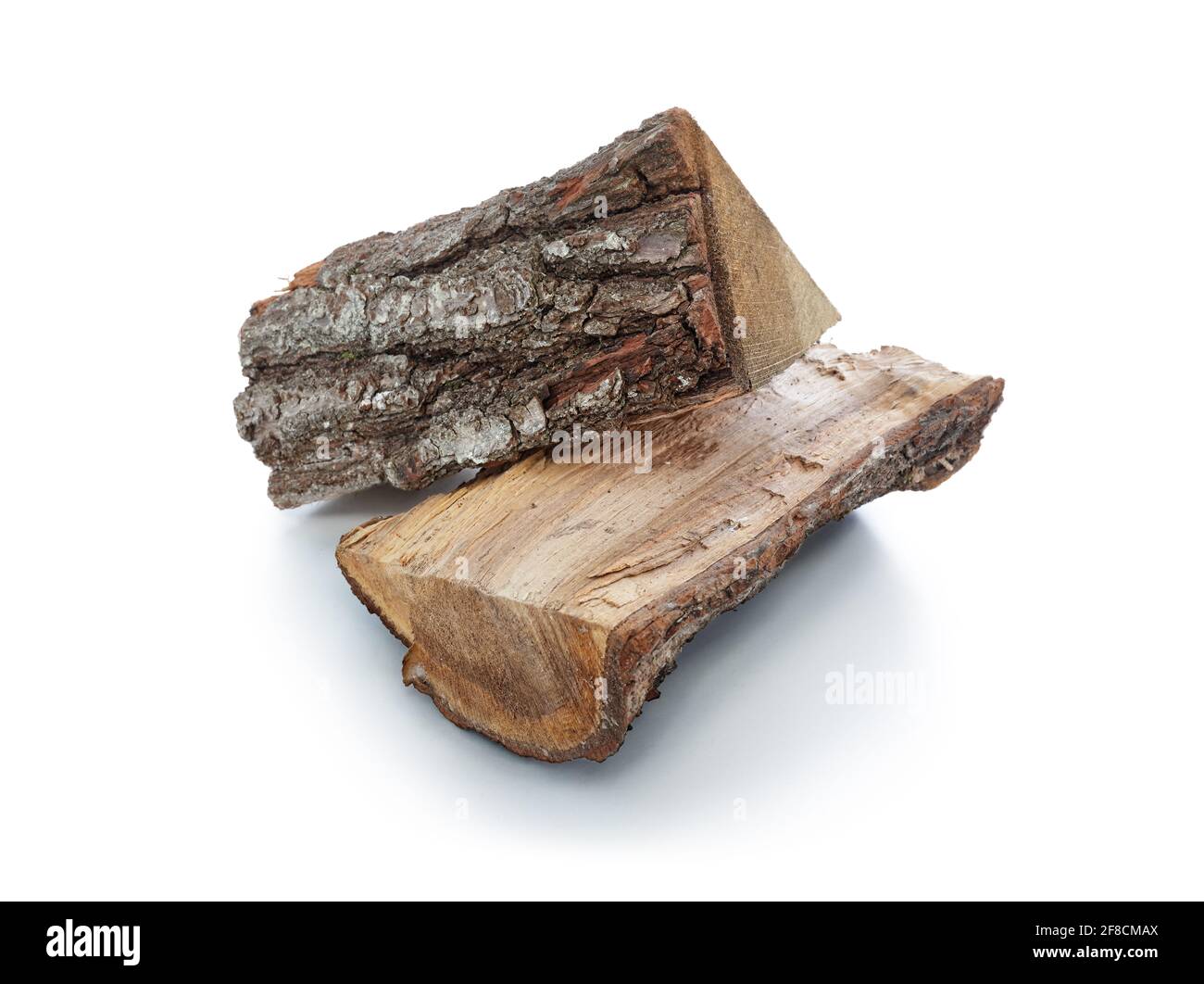 Firewood chopped logs heating fuel isolated on white Stock Photo