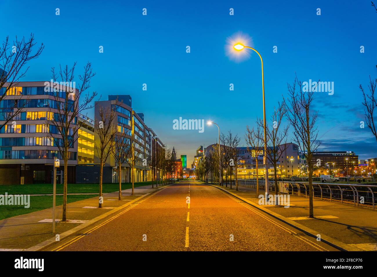 View of a promenade through dockside of Liverpool, England Stock Photo