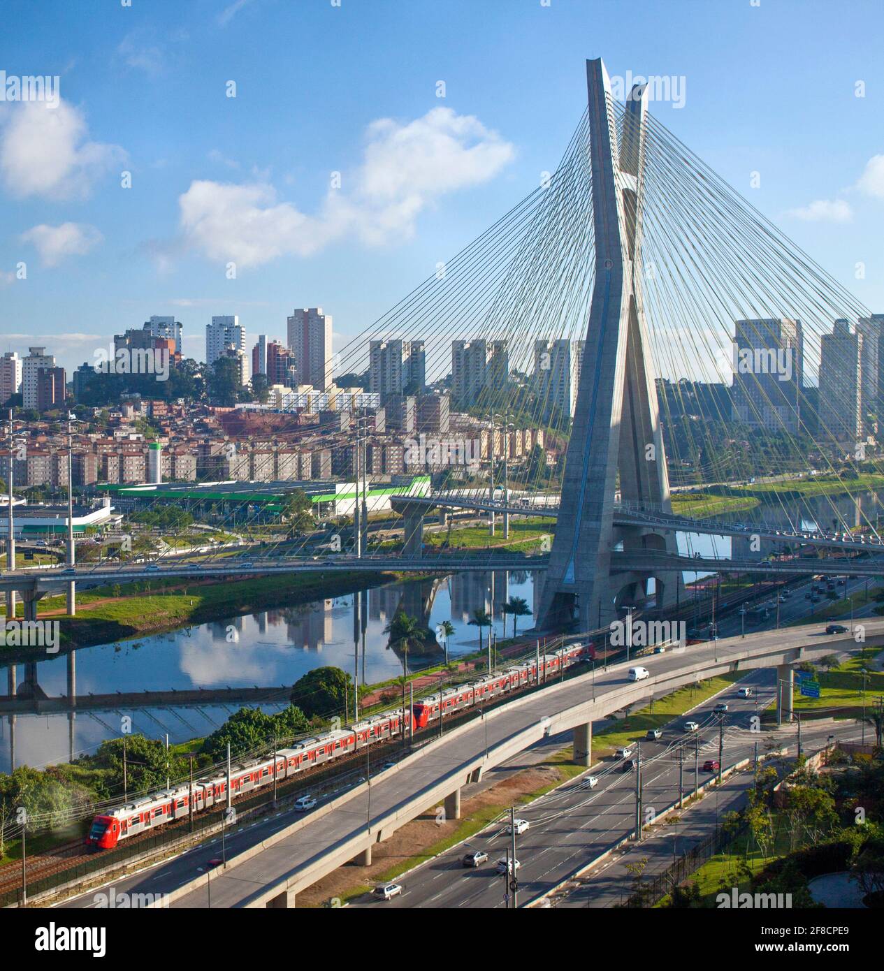 Octavio Frias de Oliveira Bridge, Sao Paulo, Brazil Stock Photo