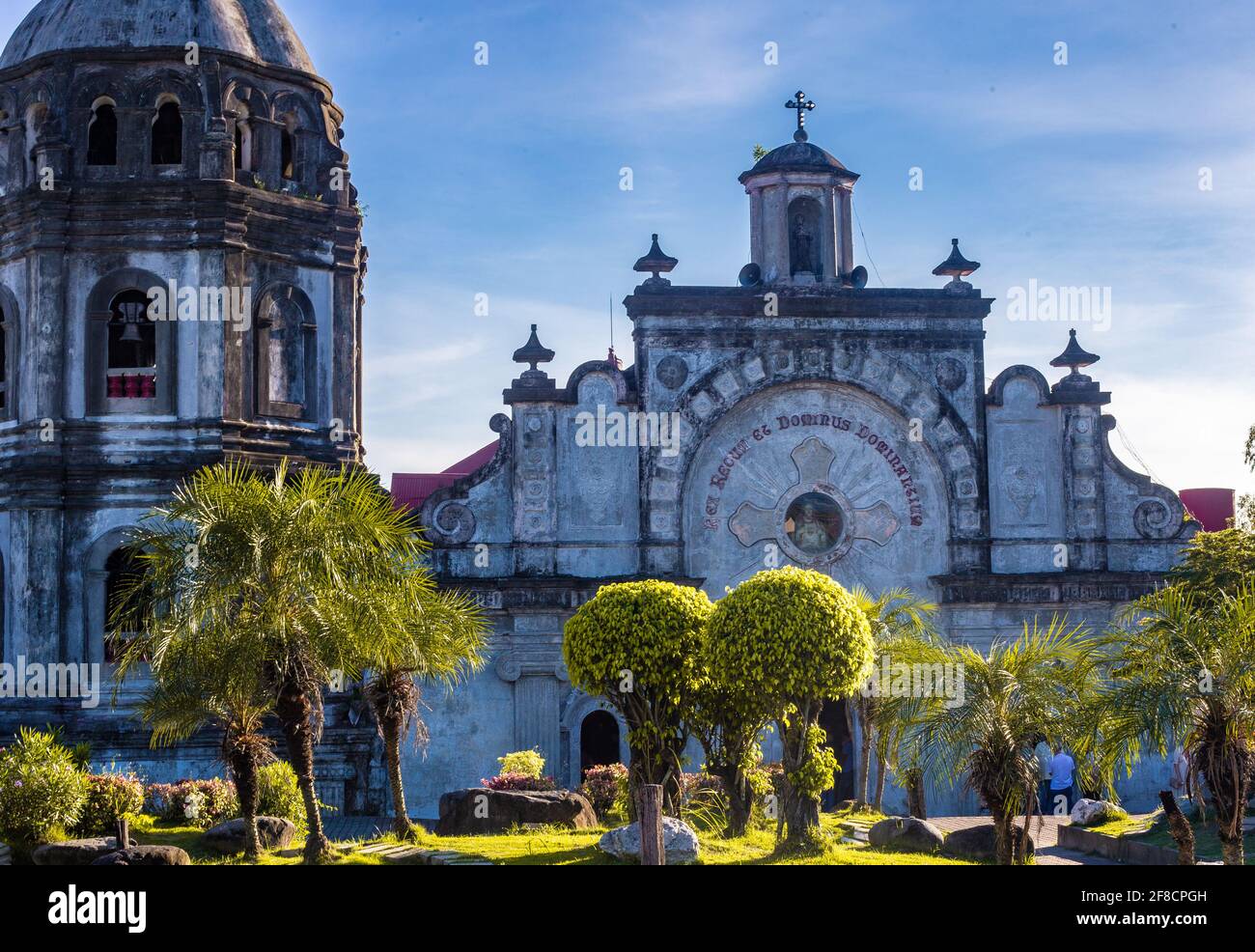 Old church in the Philippines. People go to mass here which is a church built during the occupation of Spain. Stock Photo
