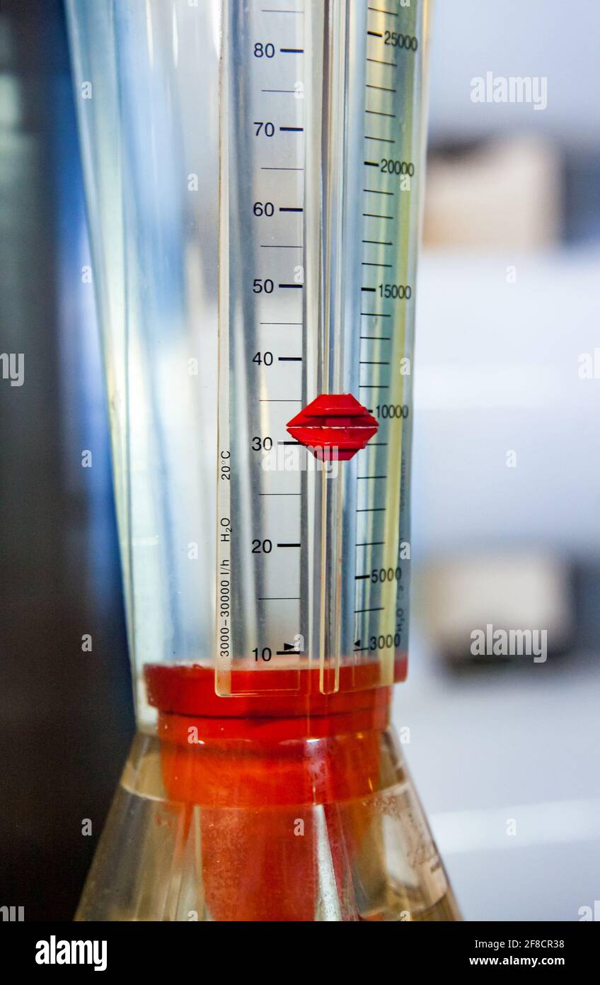 Flow Speed Meter Modern water purification and filtration station. Conical plastic flow ...