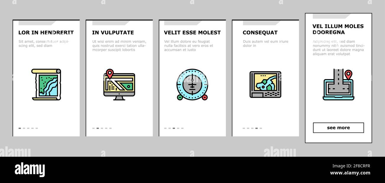 Map Location System Onboarding Icons Set Vector Stock Vector Image ...