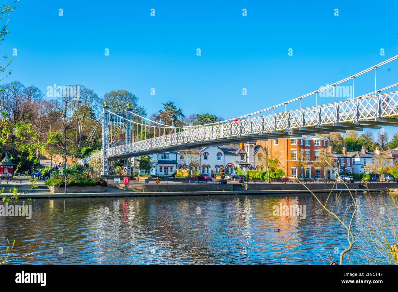 Hanging bridge over river Dee in Chester, England Stock Photo - Alamy