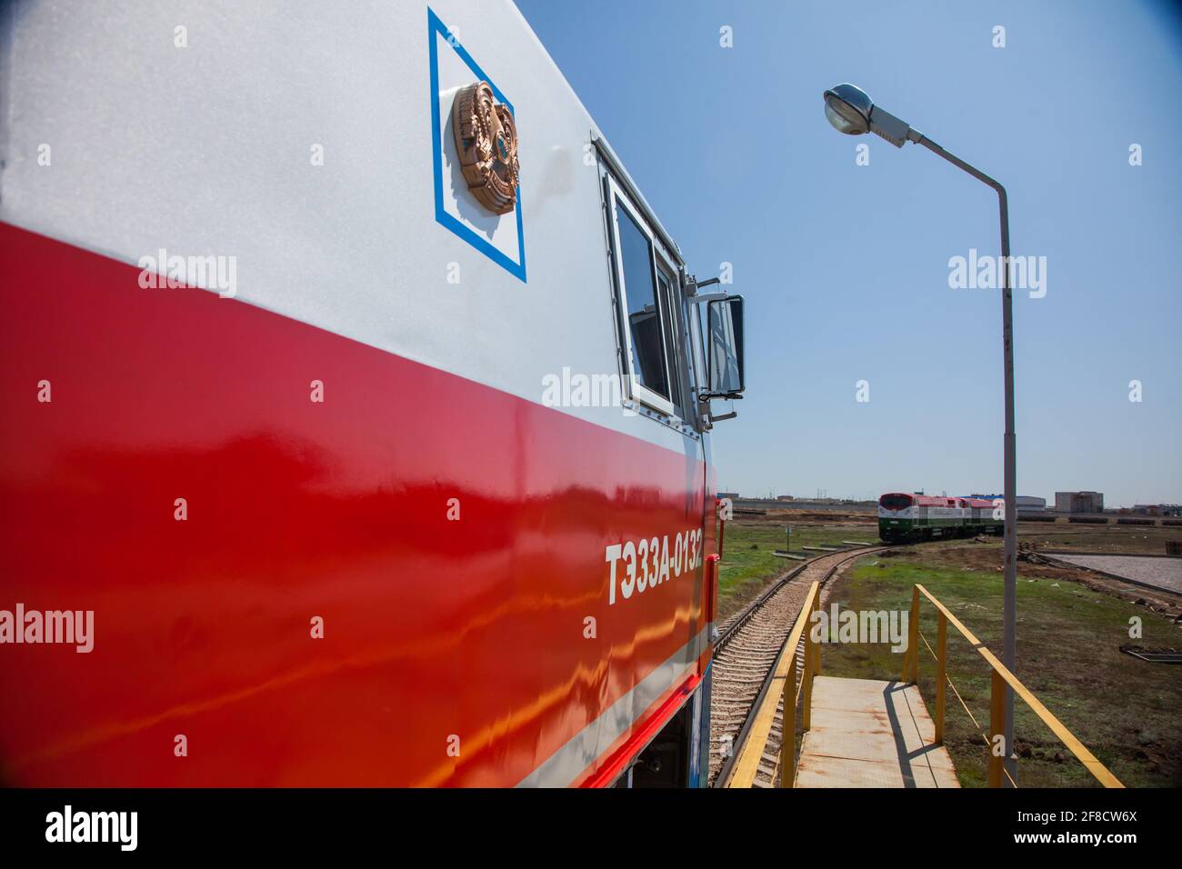New diesel locomotive outdoor. Kazakhstan, Nur-sultan locomotive ...