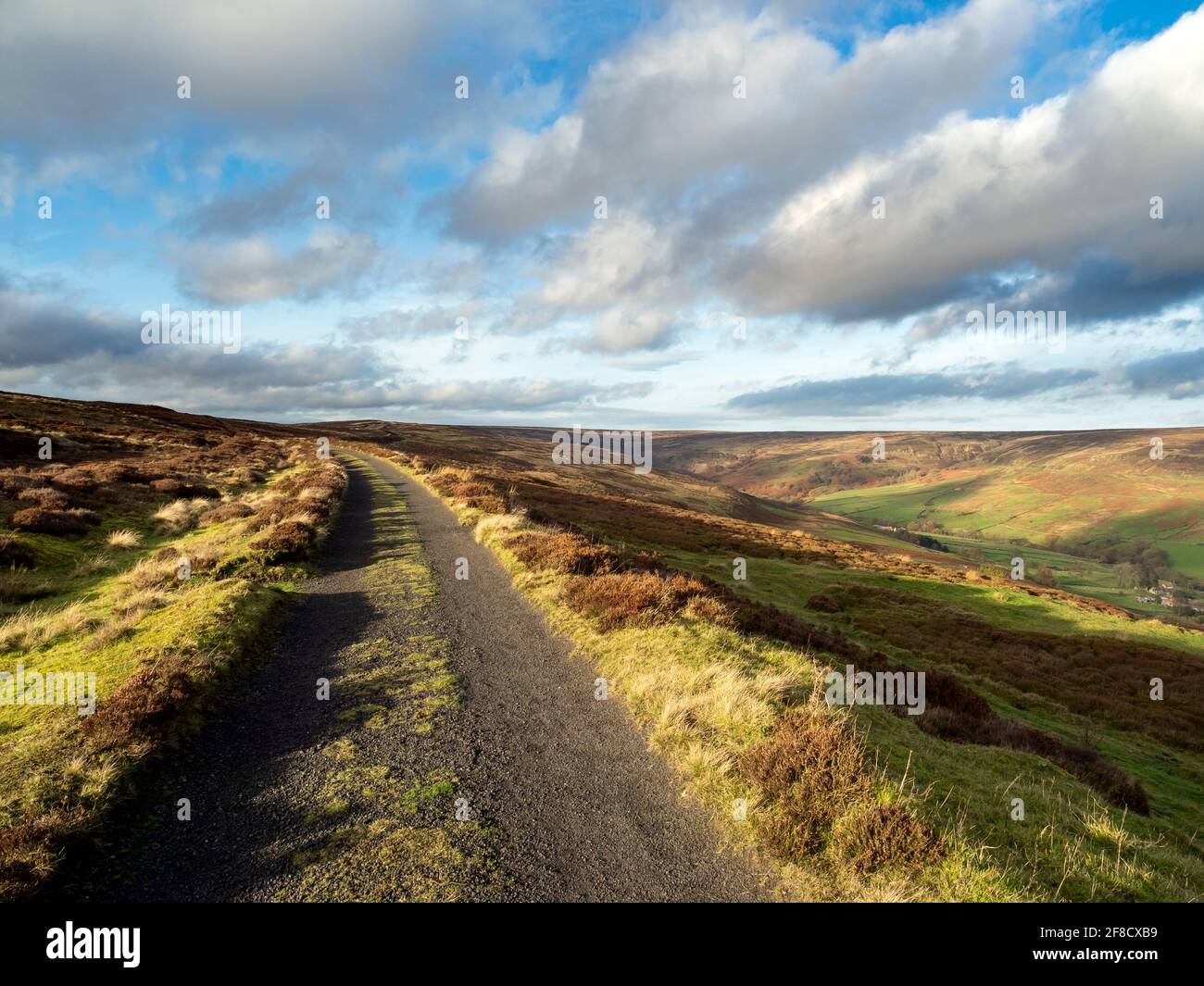 Old Railway Base Rosedale West Side looking North. Now a footpath. North York Moors Stock Photo