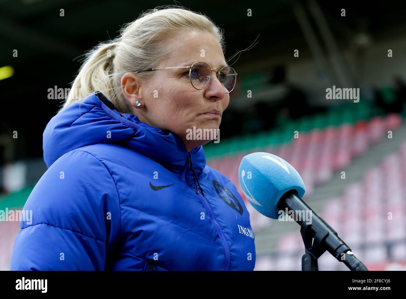 NIJMEGEN, NETHERLANDS - APRIL 13: coach Sarina Wiegman of The Netherlands during the Womens International Friendly between Netherlands and Australia a Stock Photo