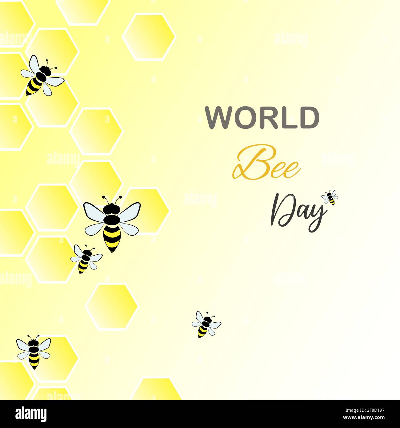 Gradient hexagon. Cute bees and World Bee Day title. Vector ...