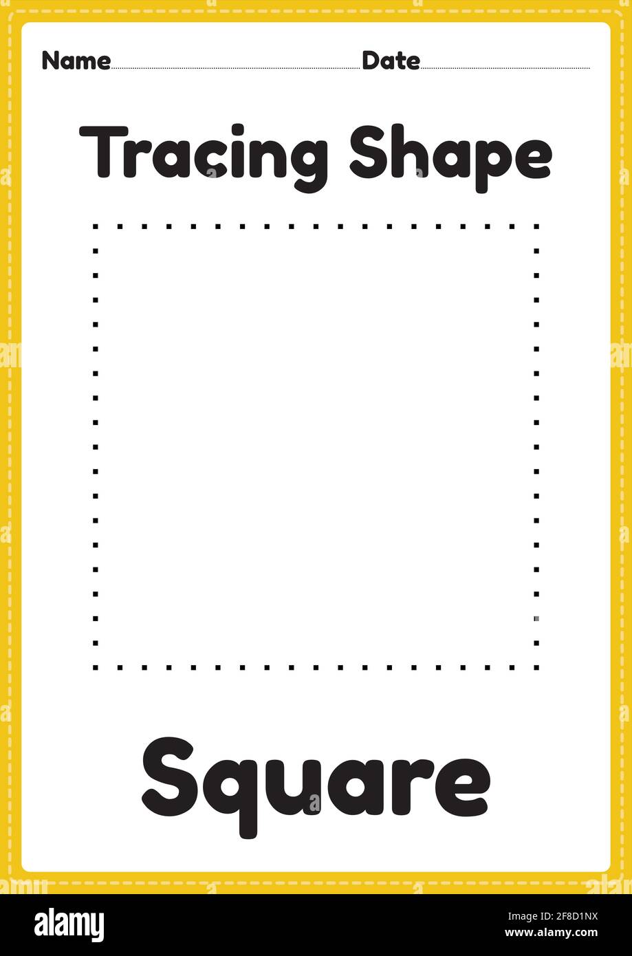 tracing square shapes worksheet for kindergarten and preschool kids for educational activities in a printable illustration stock vector image art alamy