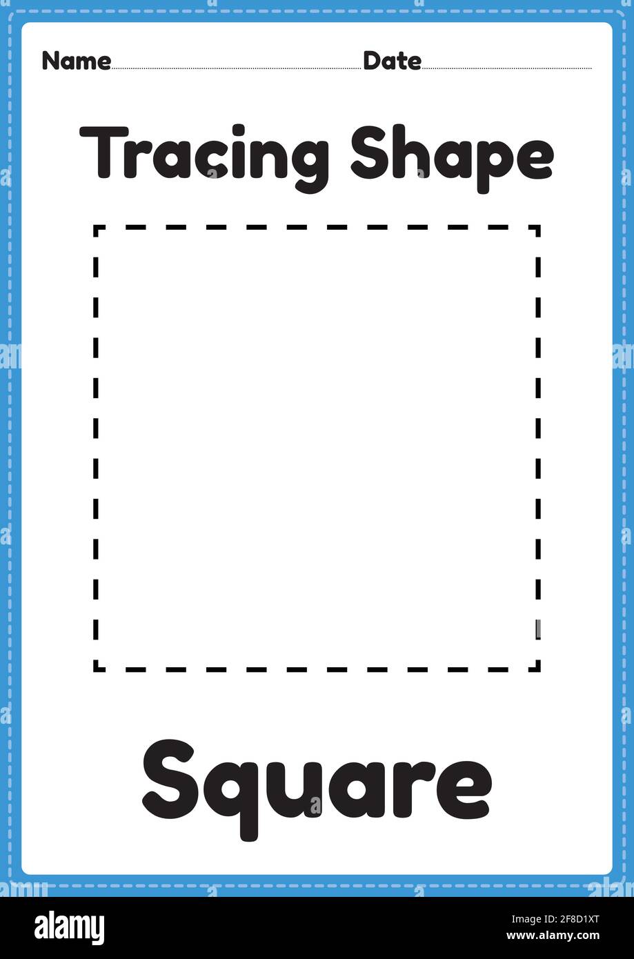 Tracing square shapes worksheet for kindergarten and preschool kids for