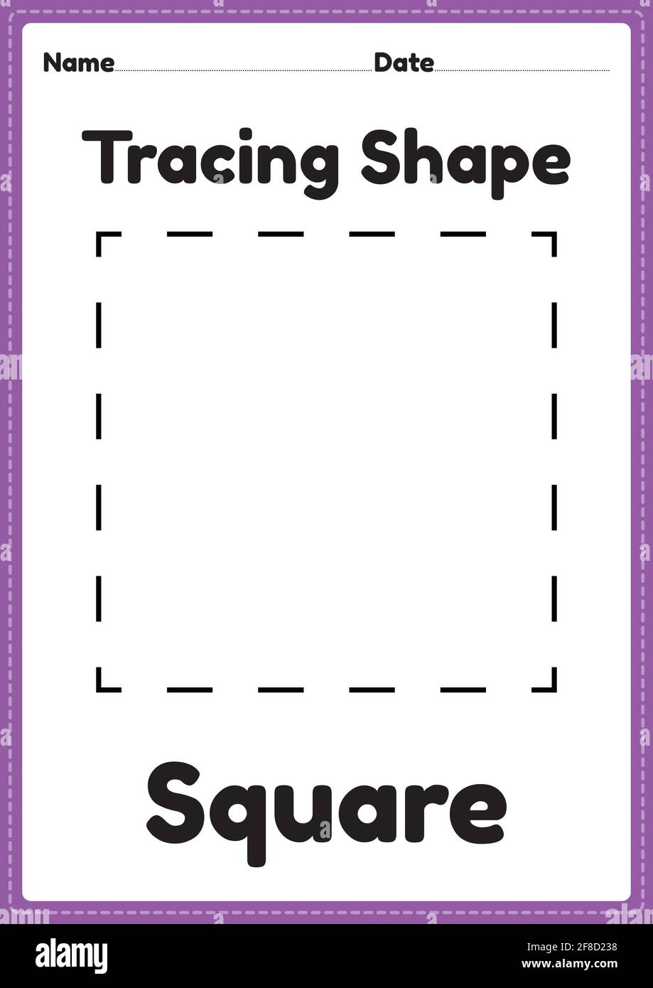 Tracing square shapes worksheet for kindergarten and preschool kids for