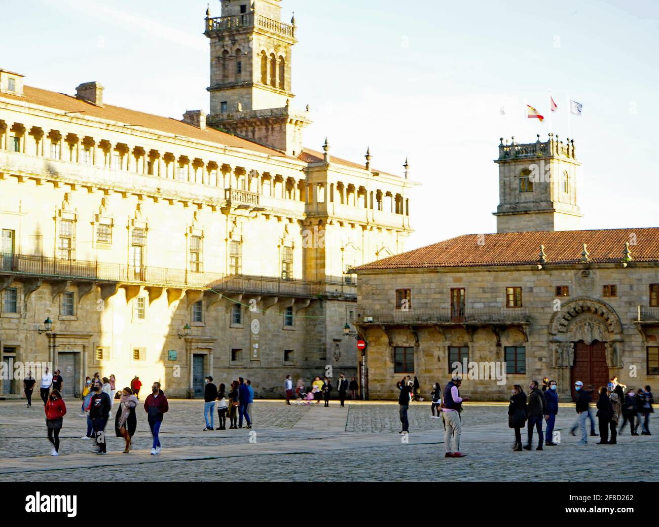 Santiago de Compostela: Place of the Santiago Cathedral, October 2020, Platz vor der Kathedrale St. Jakob Stock Photo