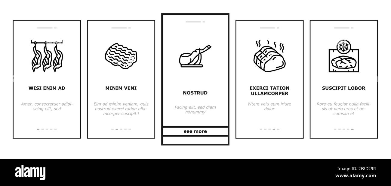 Meat Factory Product Onboarding Icons Set Vector Stock Vector Image ...