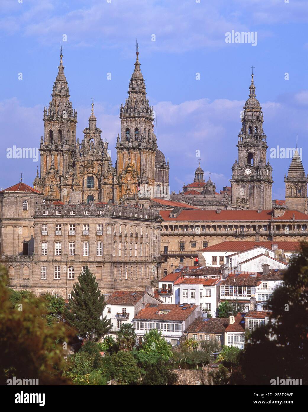 View of Santiago de Compestela Cathedral and city, Santiago de Compestela, Galicia, Spain Stock Photo