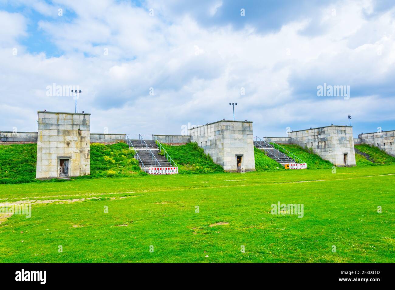 View of ruins of nazi sport stadium within the nsdap rally grounds in Nurnberg, Germany Stock Photo