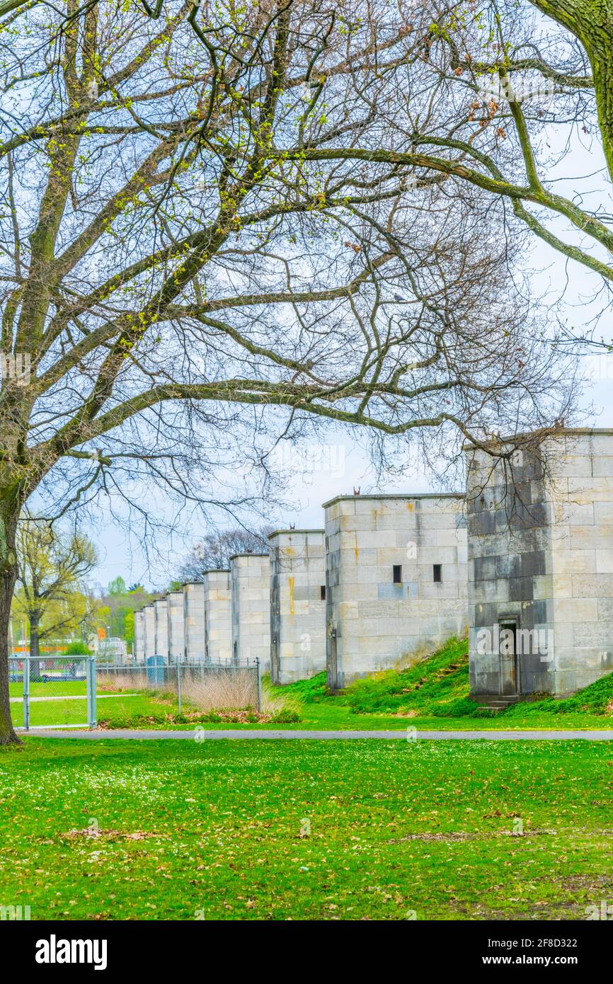 View of ruins of nazi sport stadium within the nsdap rally grounds in Nurnberg, Germany Stock Photo