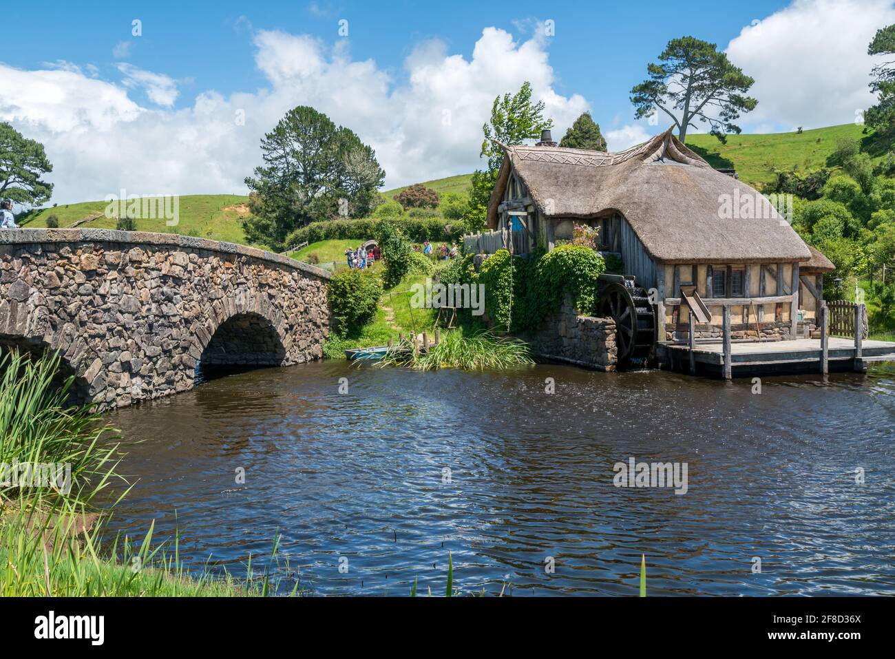Matamata, New Zealand - Dec 11, 2016: Hobbiton movie set created for filming The Lord of the Rings and The Hobbit movies in North Island of New Stock Photo