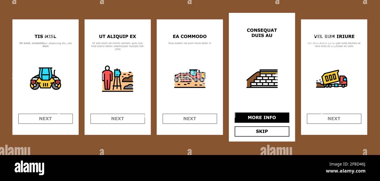 Road Construction Onboarding Icons Set Vector Stock Vector Image & Art ...