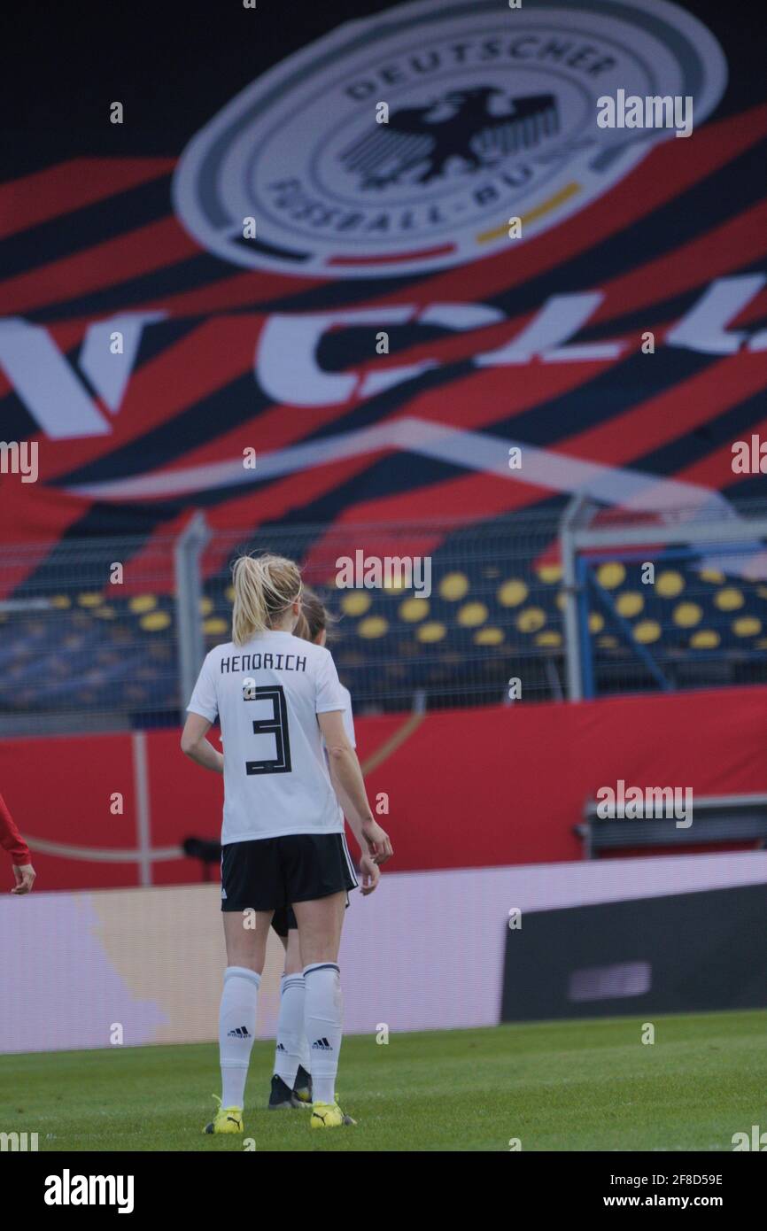 Wiesbaden, Germany. 13th Apr, 2021. Kathrin Hendrich ( 3 Germany ) during the friendly game between Germany and Norway at BRITA Arena in Wiesbaden, Germany. Credit: SPP Sport Press Photo. /Alamy Live News Stock Photo