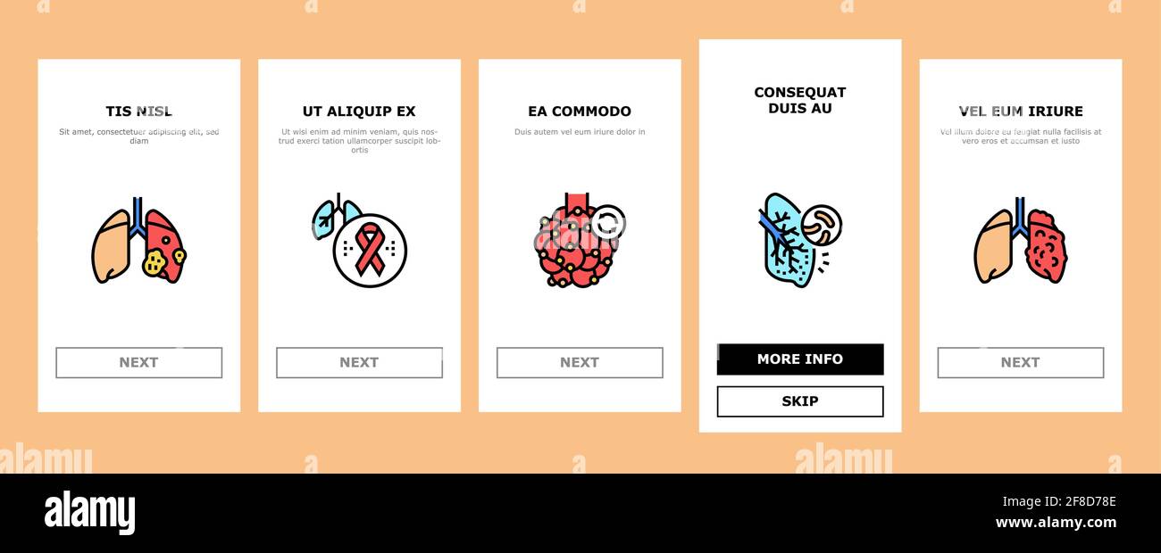 Respiratory Disease Onboarding Icons Set Vector Stock Vector Image ...