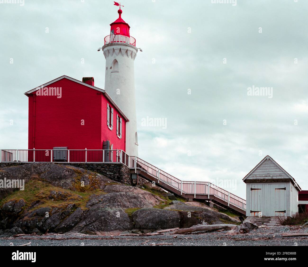 Victoria, BC, Canada - April 3, 2021: Fort Rodd Hill and Fisgard Lighthouse National Historic Site Stock Photo