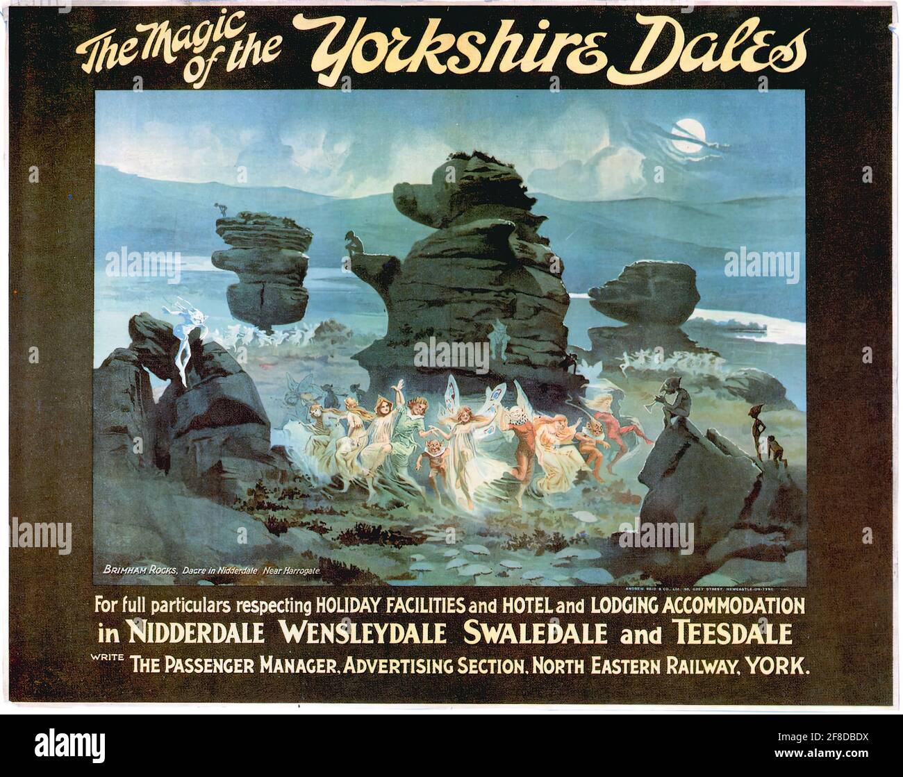 A vintage travel poster for the Yrokshire Dales Stock Photo