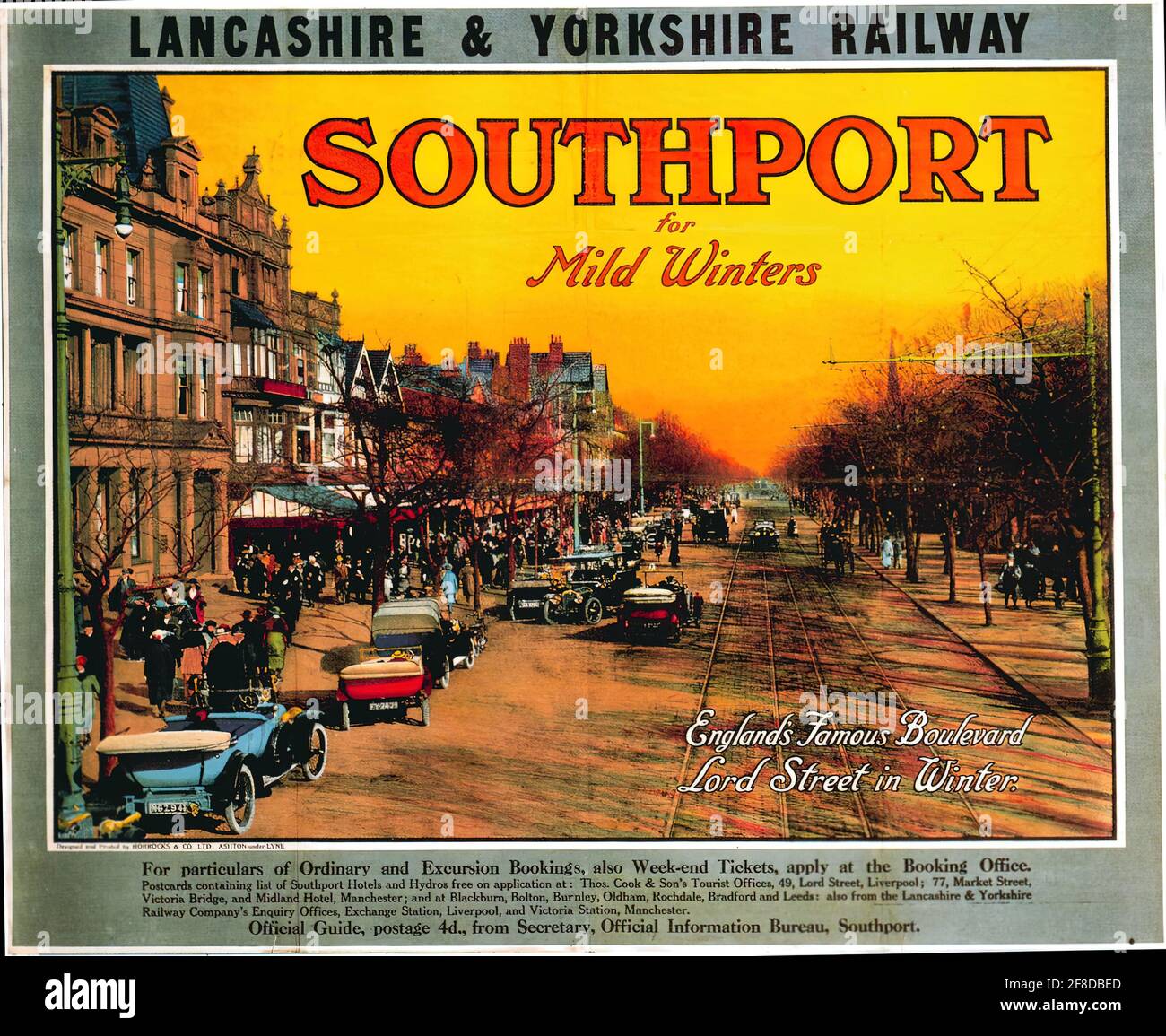 A vintage travel poster for the Lancashire and Yorkshire Railway to Southport Stock Photo