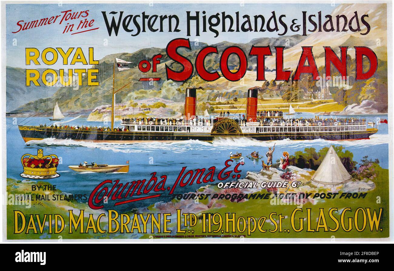 Scotland Scottish Highlands & Islands Vintage Great Britain Travel Art Poster 