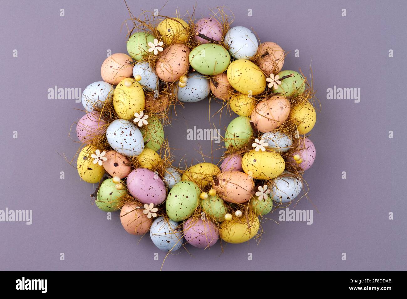 Disposition of painted easter eggs. Stock Photo