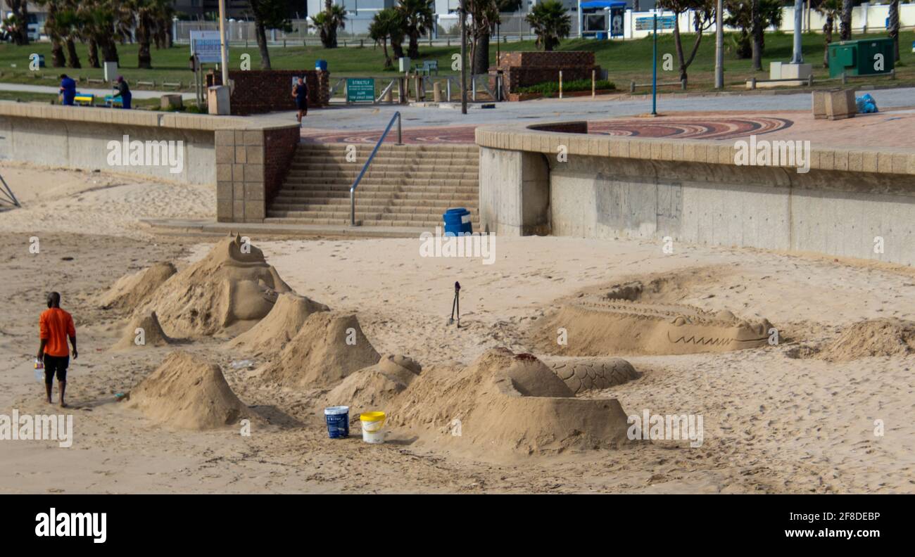 Humewood Beach Port Elizabeth, South Africa - sand sculptures built on Humewood beach ...