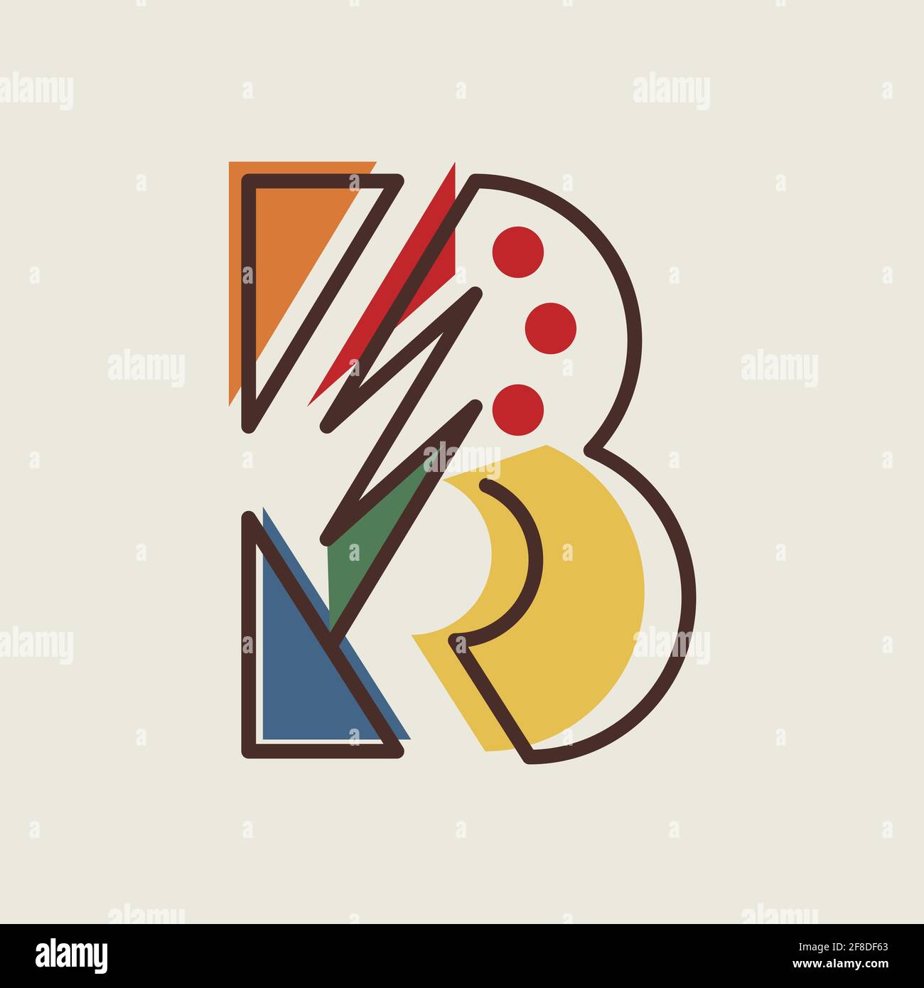 The letter B of the alphabet in modern geometric style. Abstraction ...