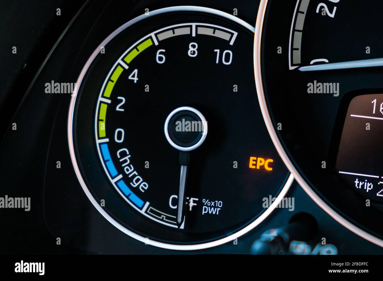 Engine stop of electric car on the dashboard Stock Photo Alamy