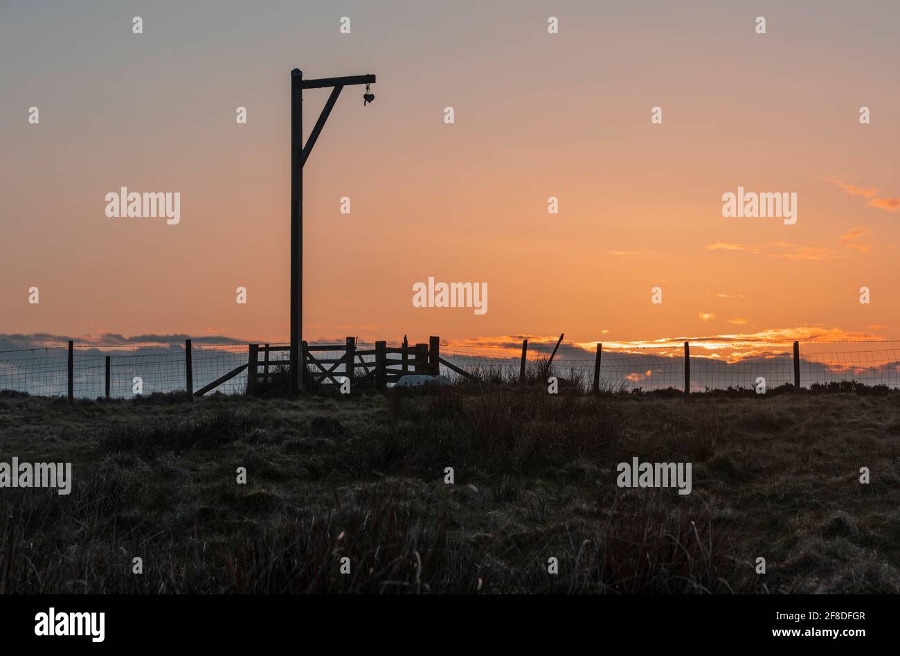 Winters Gibbet at sunset Stock Photo